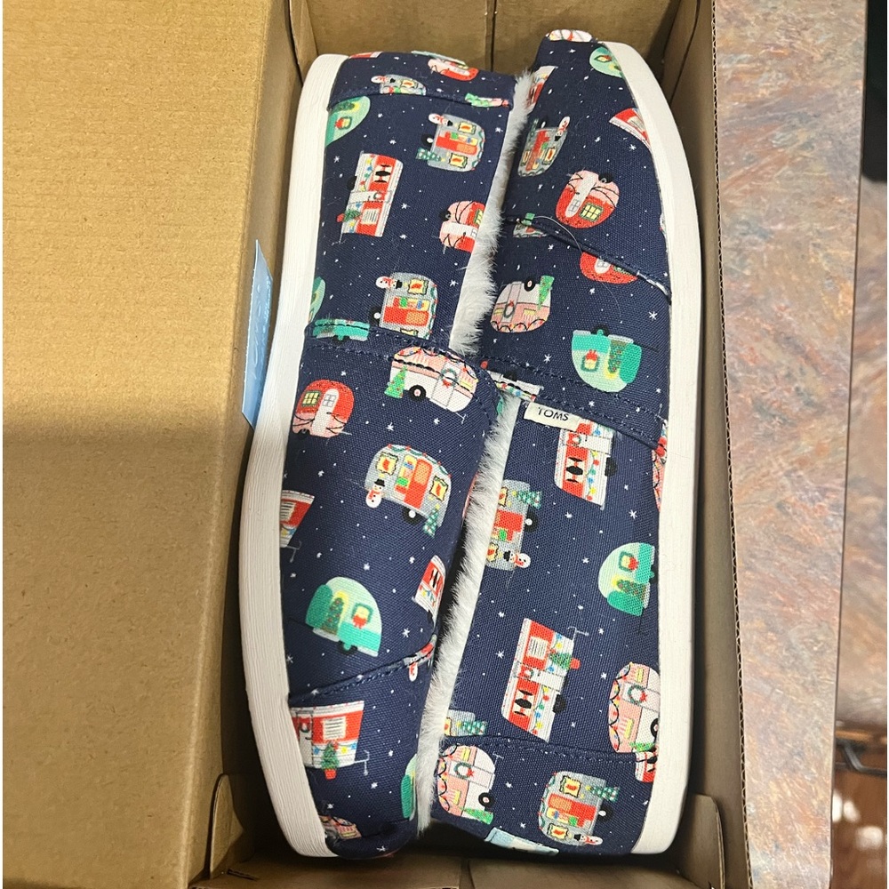 TOMS limited edition holiday slip ons.